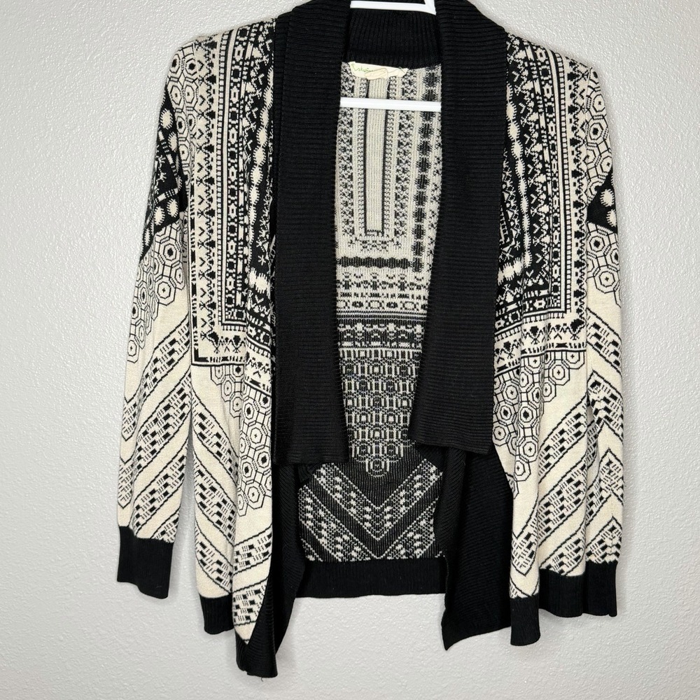 Lucky Brand Southwestern Aztec Tribal Cardigan Sweater Boho Open Front Cozy M